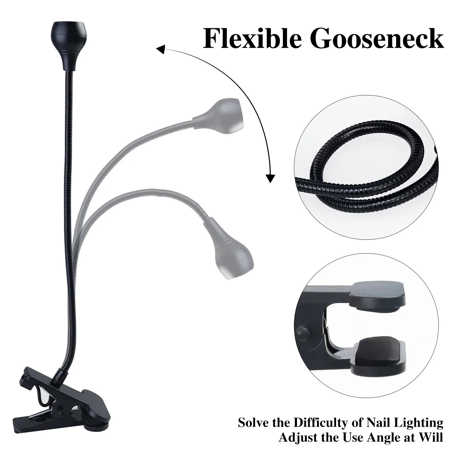 5W UVLED Lamp Nail Dryer Glass Acrylic Gel Polish Curing Adhesive Quick Nail Drying Lamp with Adjustable Head Foot Pedal Switch 251014