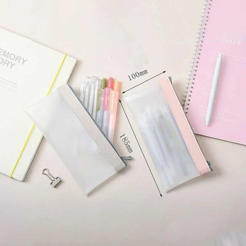 Transparent Frosted Cosmetic Bag Women Makeup Bag Travel Bathing Wash Pouch Toiletries Organizer Student Stationery Storage Bags W251017