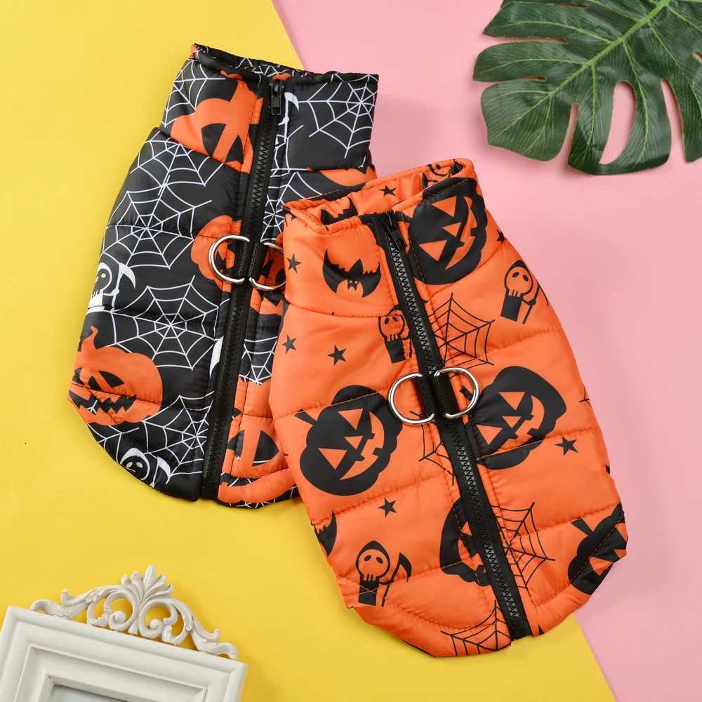 Halloween Pet Dog Clothes For Small Medium Dogs Cats Funny Print Puppy Coat Winter Warm Fleece Clothing French Bulldog CostumeW251017