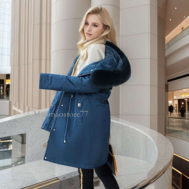 Women's Thickened Waisted Mid-Length Warm Loose Down Cotton Jacket Coat