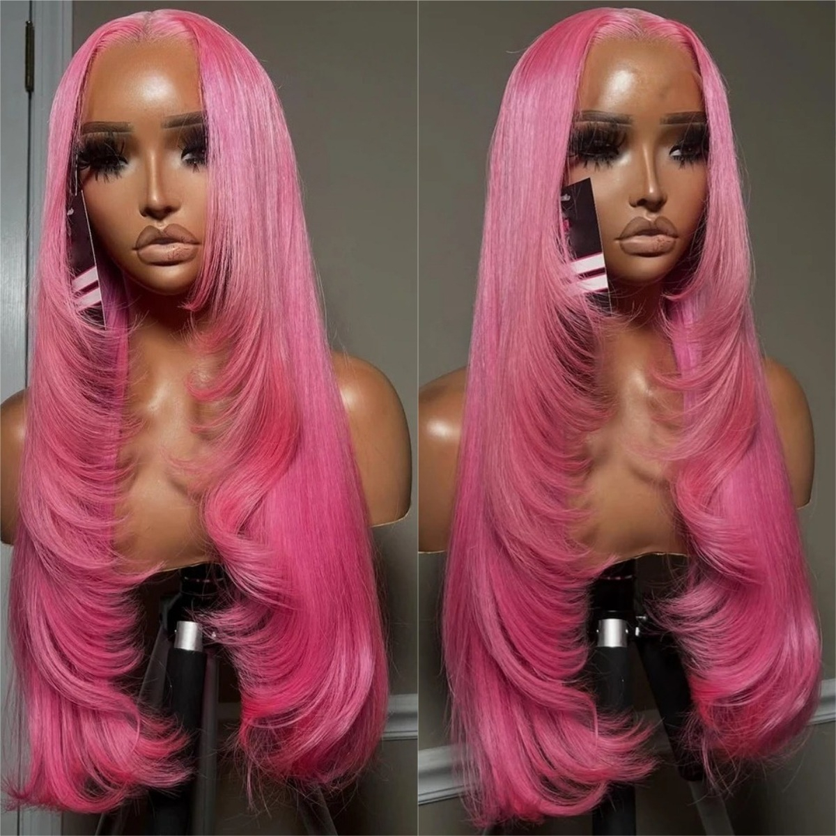 Light Pink Colored Layered Cut Wig 13x6 Hd Lace Frontal Wigs 13x4 Straight Human Hair Wig Brazilian Wig Without Glue Pre Plucked For Women