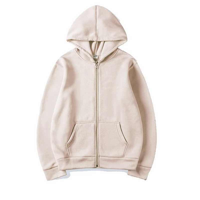 2025New Trendy Sweatshirt Coat Front Pockets Warm Zipper Lamb Wool Jacket Men and Woman Autumn Winter Pure Color Cardigan Hoodie Z251017