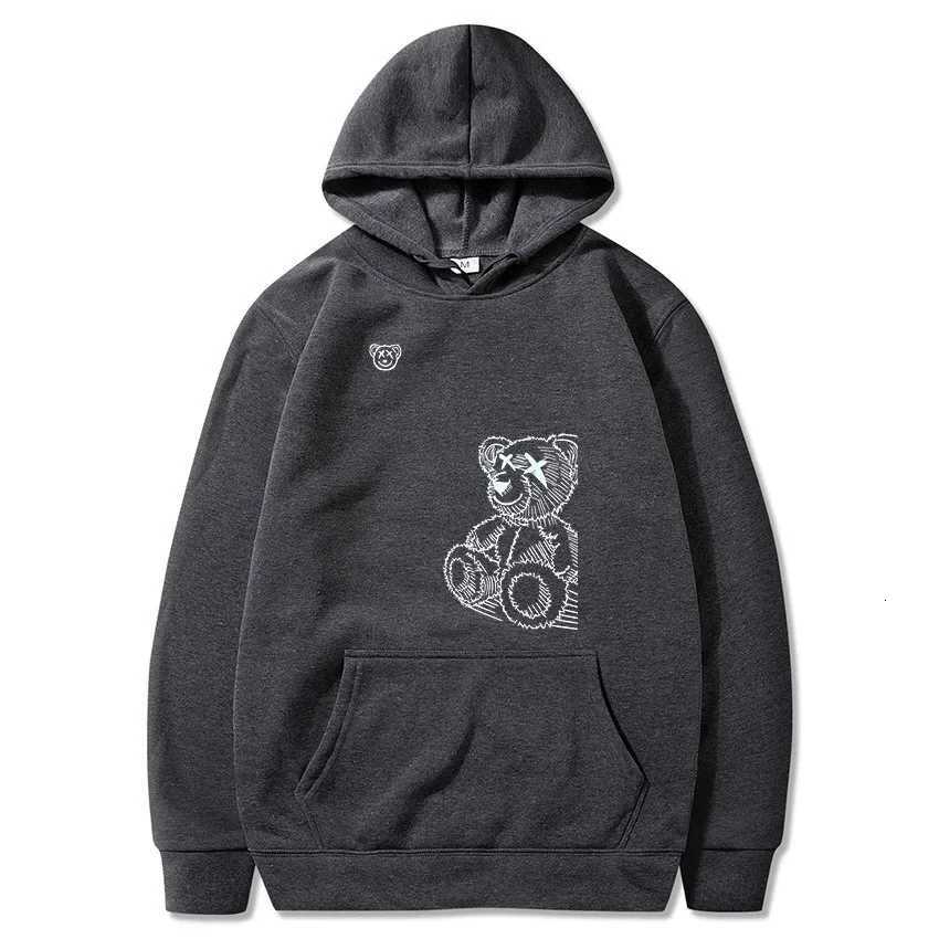 Creative design bear print hoodie mens daily leisure outdoor sports loose hoodie comfortable hooded sweatshirt Z251017