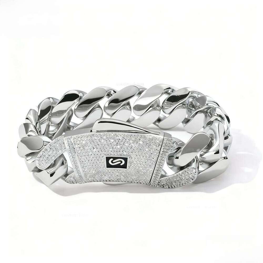 NUOYA High Quality 14K 18K Monaco Sier Link Necklace Iced Out VVS Moissanite Clasp Smooth Cuban Chain Jewelry Free of charge delivery