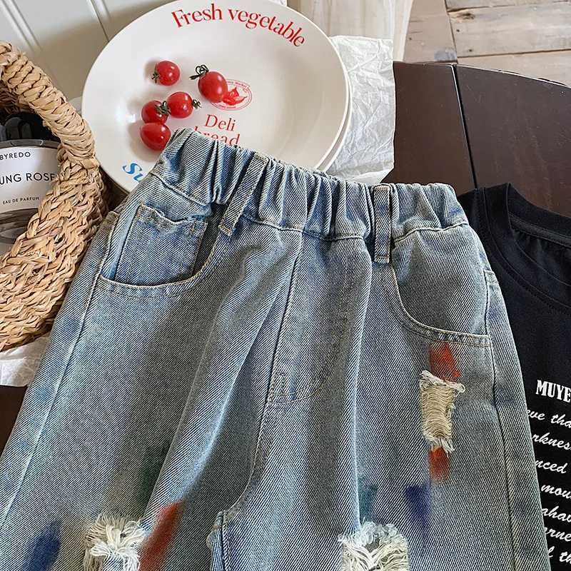 Childrens Jeans 2025 Autumn Spring Denim Pants for Kids Boys Ripped Trousers Fashion Teenager Casual Jeans Baby ClothingT251017