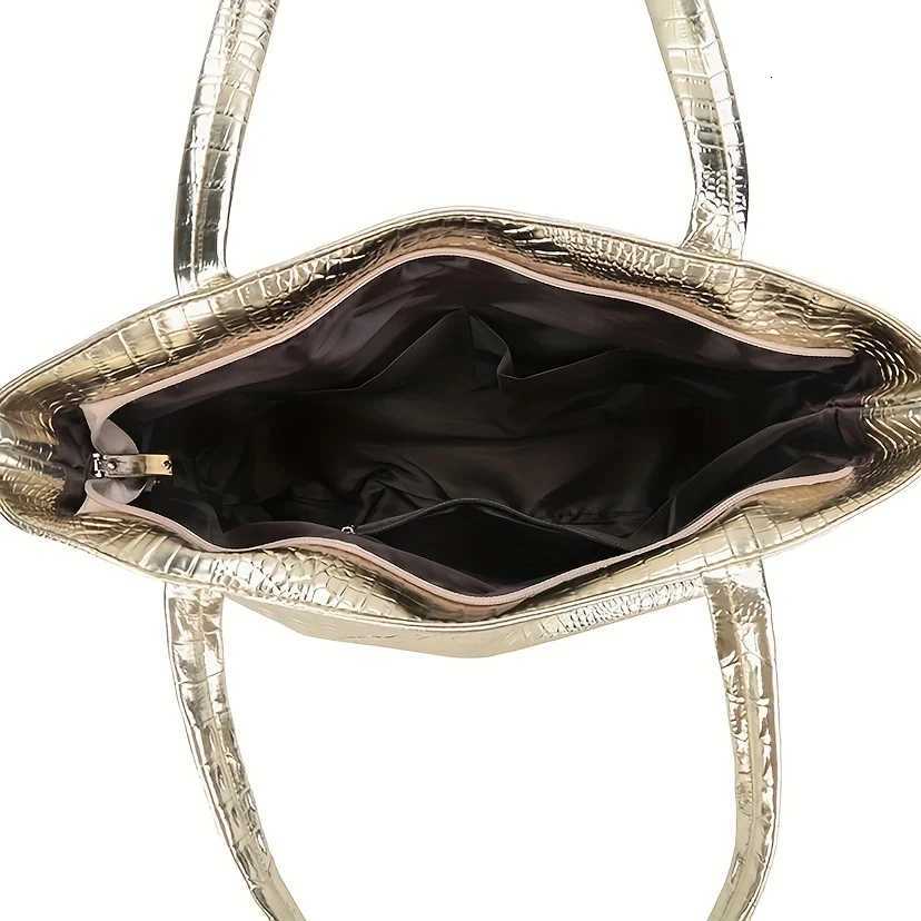 fashion large capacity crocodile women shoulder bags pu leather lady handbags silver gold hand bags big tote bag Z251017