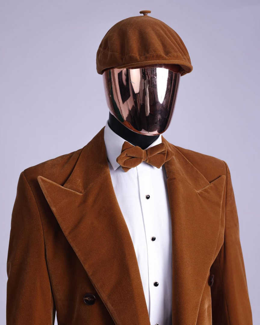 Modern Men's Double Breasted Corduroy Long Trench Coat Peaked Lapel Autumn Winter Groom Wedding Tuxedos Customized