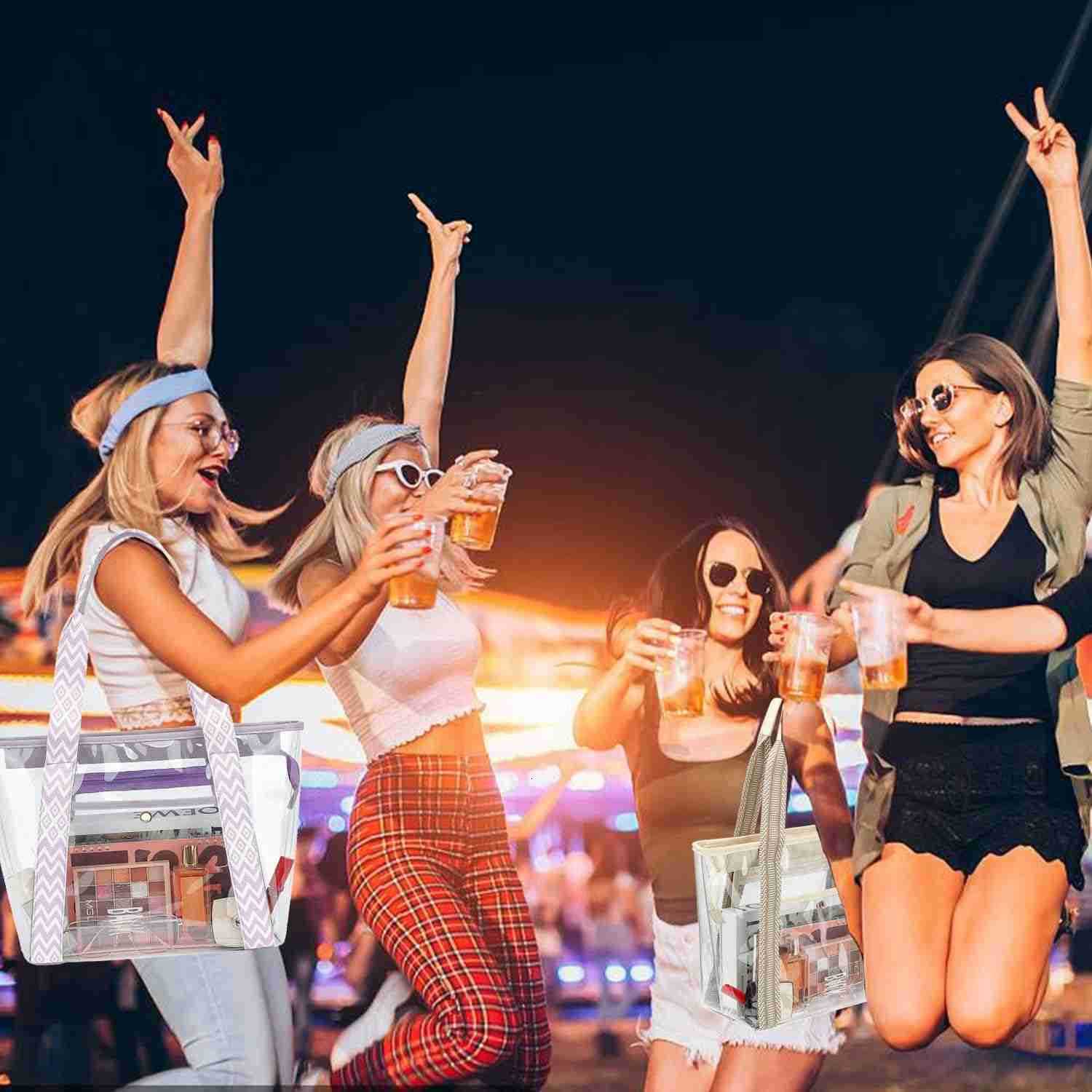 Clear Bag for Stadium Events 12x6x12 Clear Beach tote Bag with Zipper for Sports Concerts Work M251017