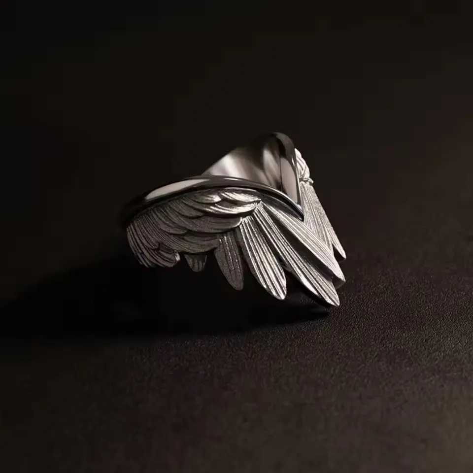 Retro Angel Wings Ring For Women Girls Punk Gothic Adjustable Open Ring Handmade Designer Jewelry Accessories Gift e783 Z251017