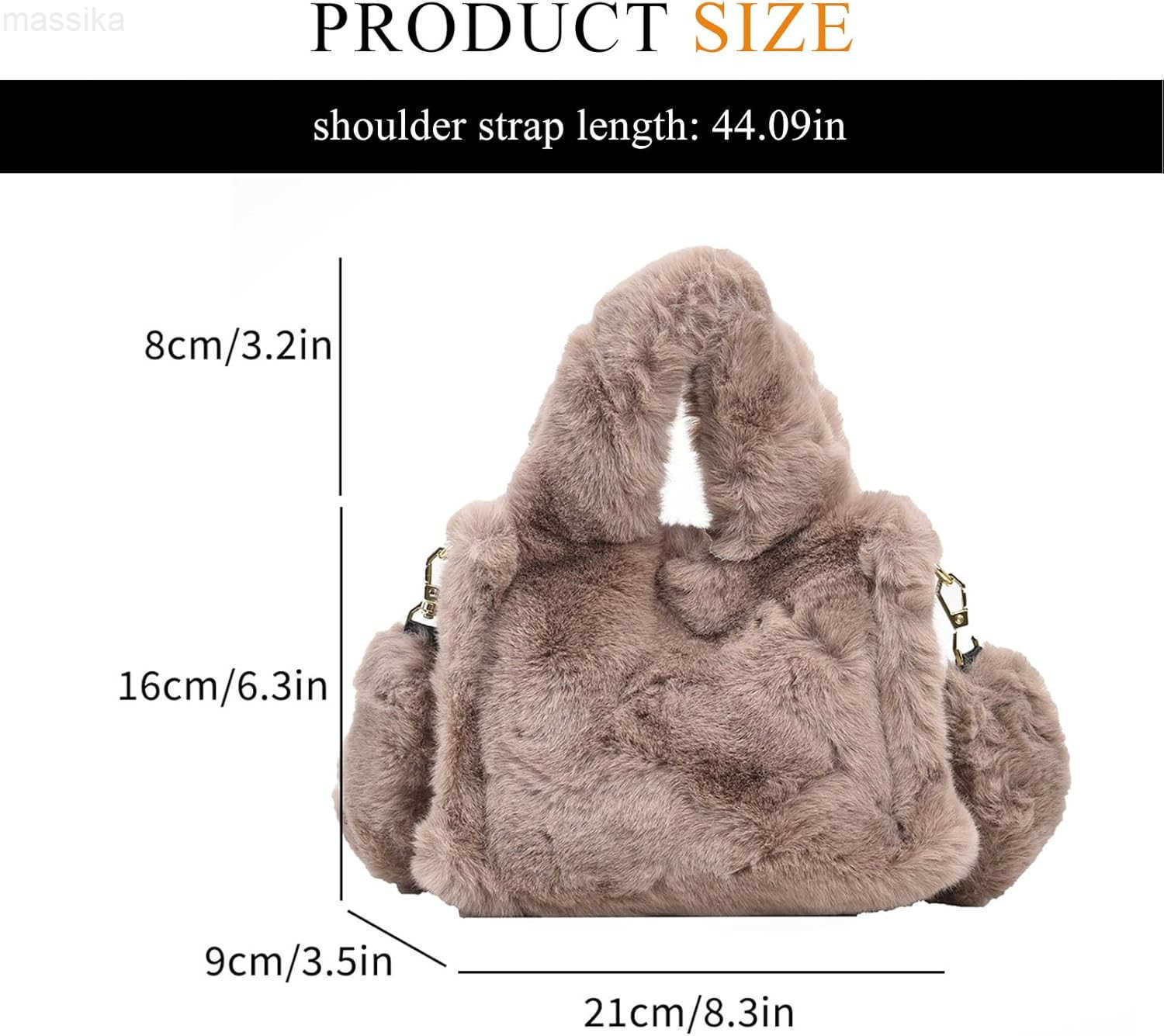 Tote Bag Mini Faux Fur Purses for Women Winter Fuzzy Tote Soft Furry Crossbody Handbag Plush Bags M251017