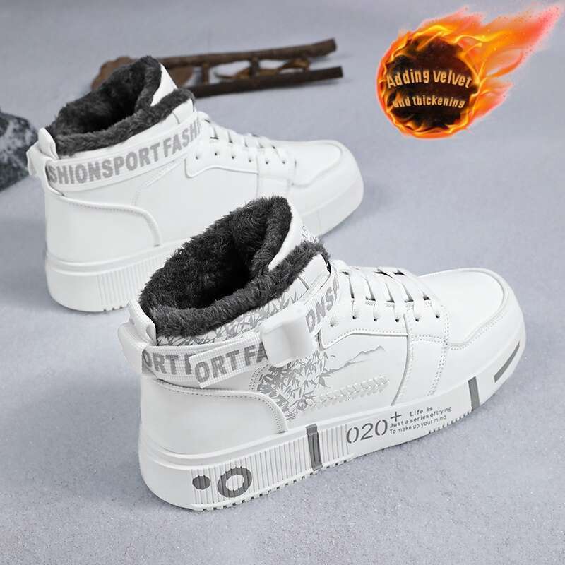 Men's Women's Thermal Insulated Platform High-Top Sneakers Thick Warmth, Lace-Up Ankle Cushioned Insole Arch Support, Durable Rubber Sole, G