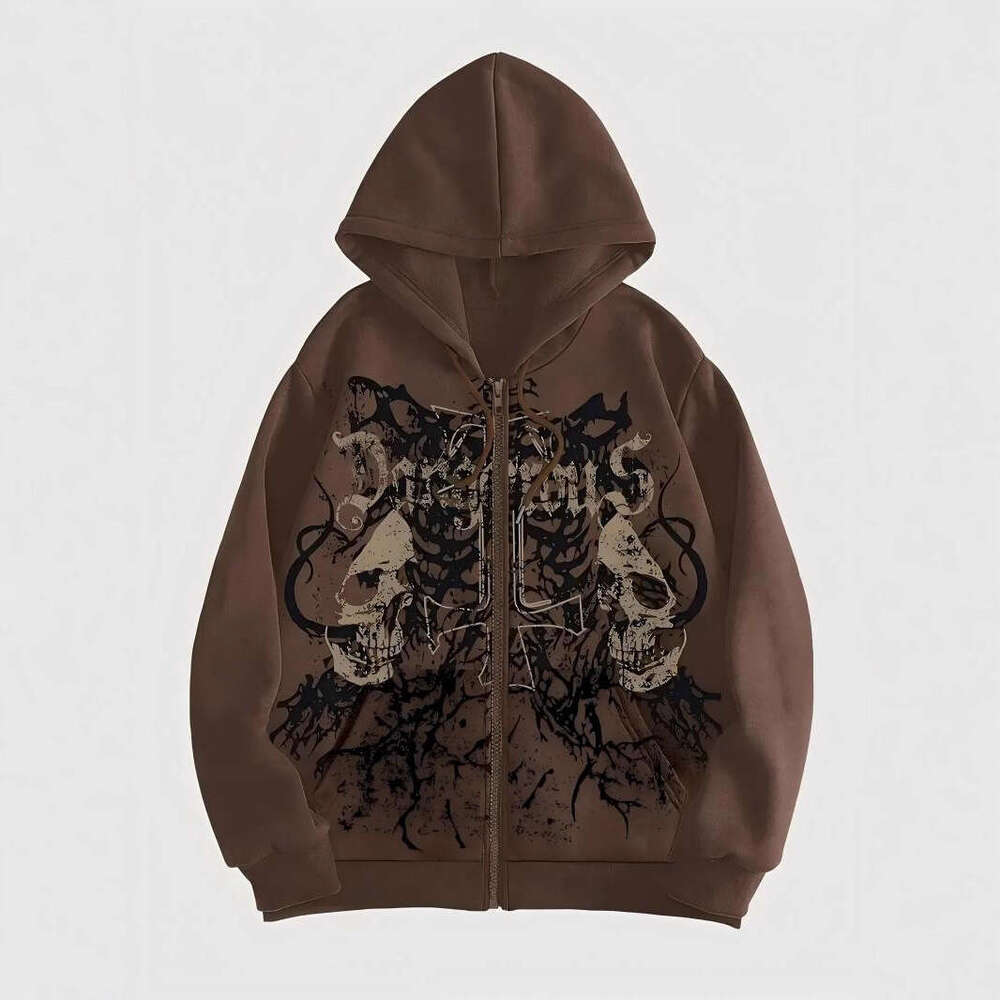 Popular Original Skull Zip-Up Hoodie, A Stylish Streetwear Choice For Casual Ocns, Perfect To Pair With Trendy Outfits