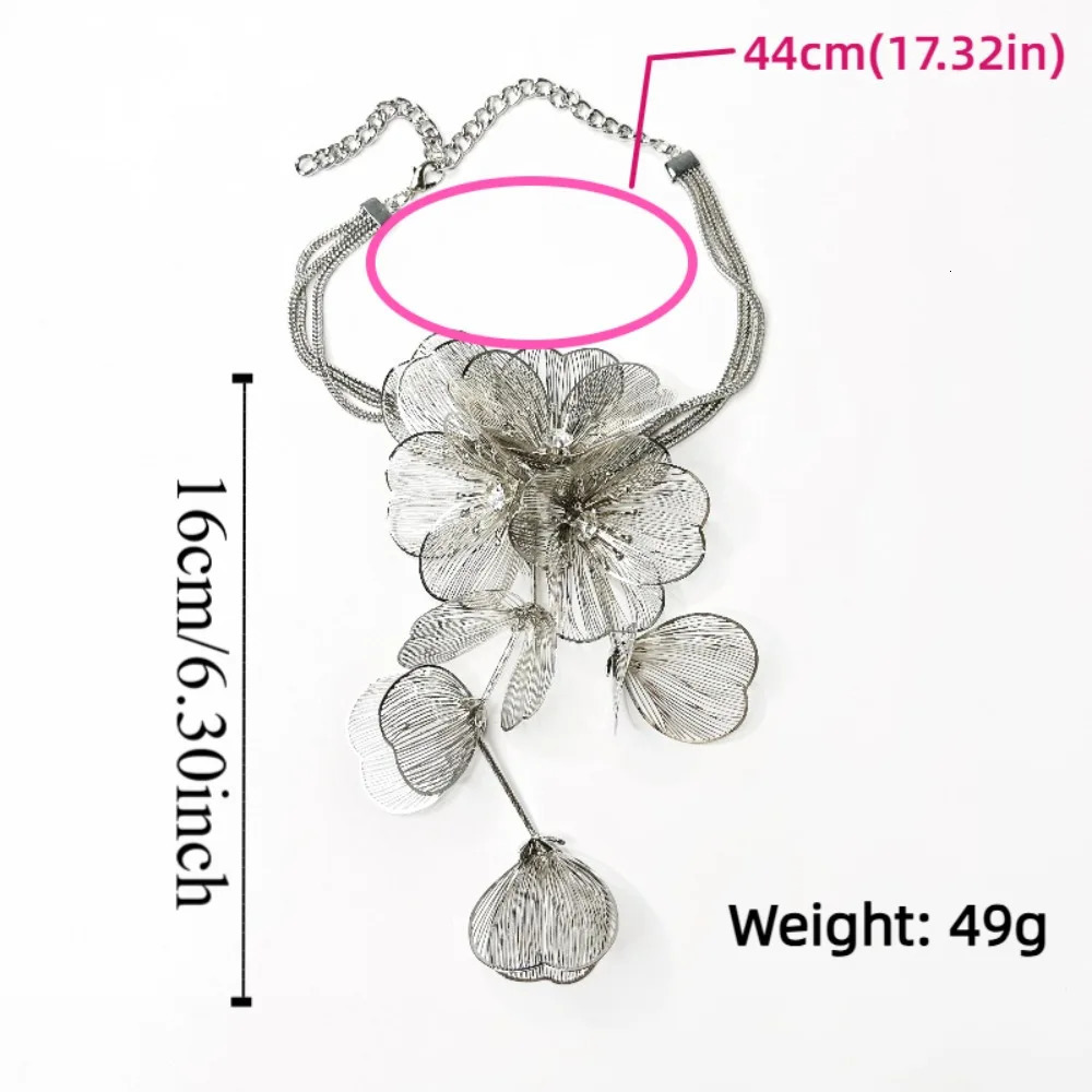 Elegant Flower Fringe Necklaces Temperament Exaggerated Choker Alloy Exquisite Long Tassel Collarbone Chain Banquet Party 251016