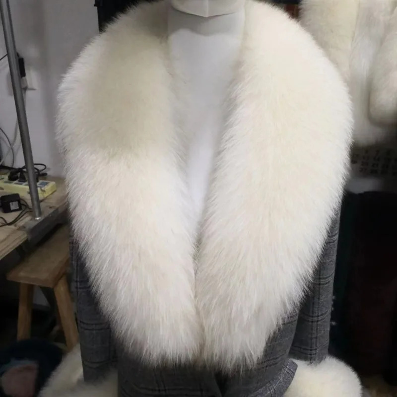 Winter Real Fox Fur Collar Woman Furry Natural Raccoon Fur Scarf Shawls Neck Warmer Wraps For Coat Fur Scarves Large Size 251011 - view 5