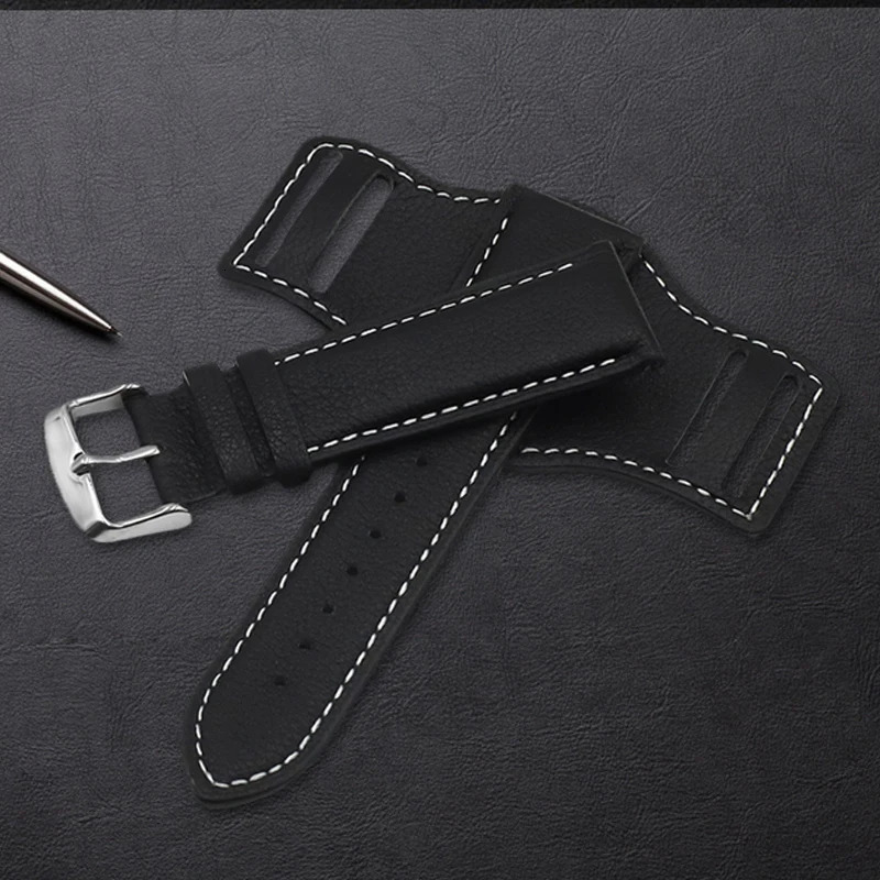 Crazy Horse Leather Bund Strap 18mm 19mm 20mm 21mm 22mm Leather Cuff Watch Strap Mens Wrist Watch Band Accessories for Panerai 251016