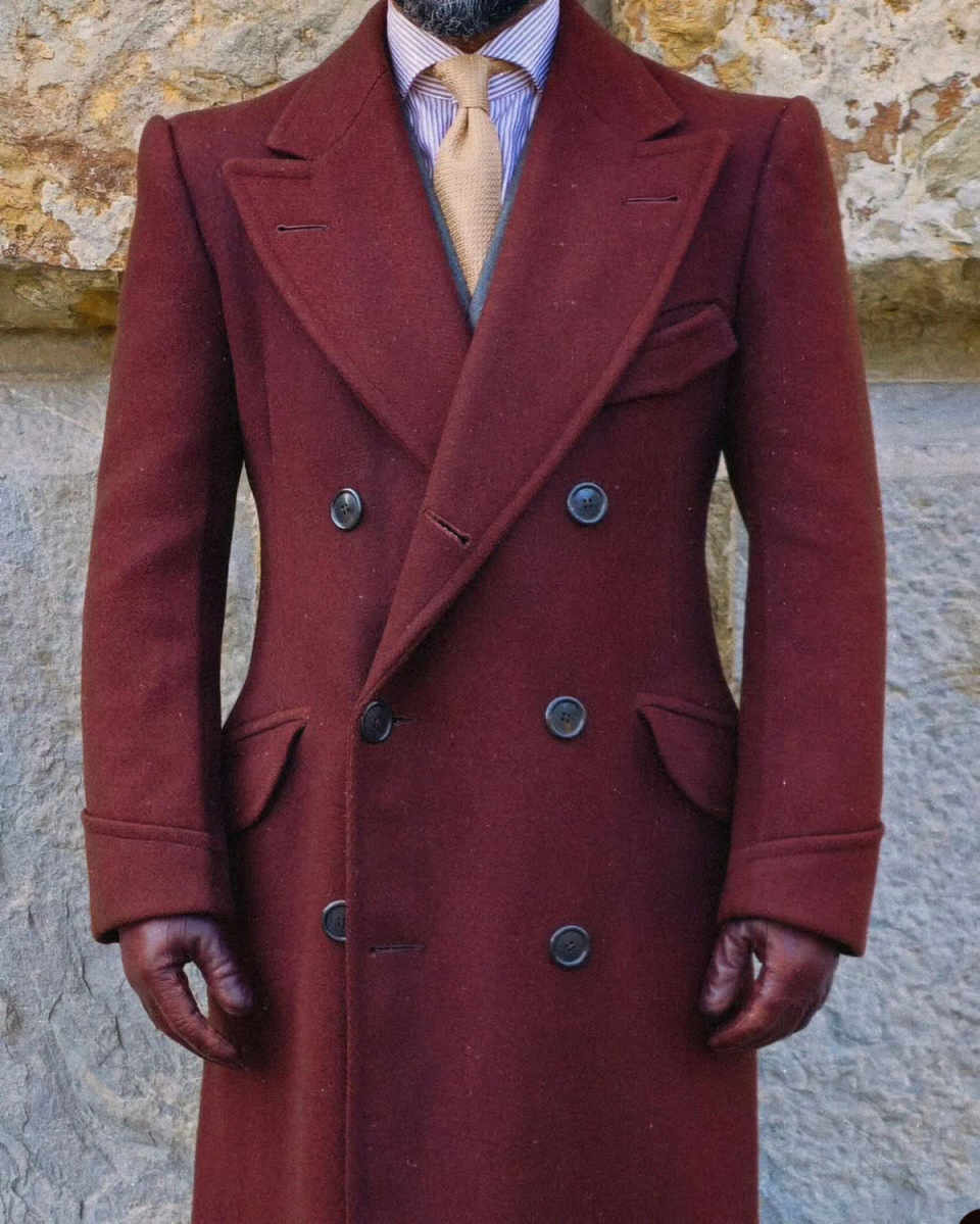 Classic Men Long Overcoat 1 Piece Blazer Double Breasted Winter Wedding Groom Warm Outerwear Male Special Occasion Customized