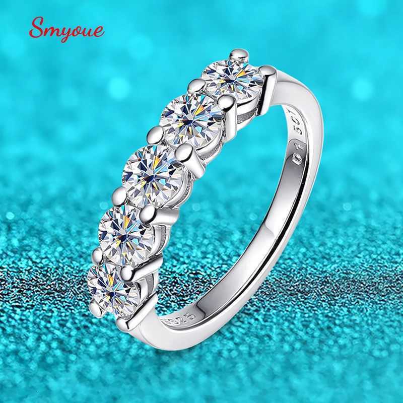 Smyoue White Gold D Color 4mm Moissanite Ring for Women 15CTTW Stone Match Diamond Wedding Band Bride S925 Sterling SilverW251017