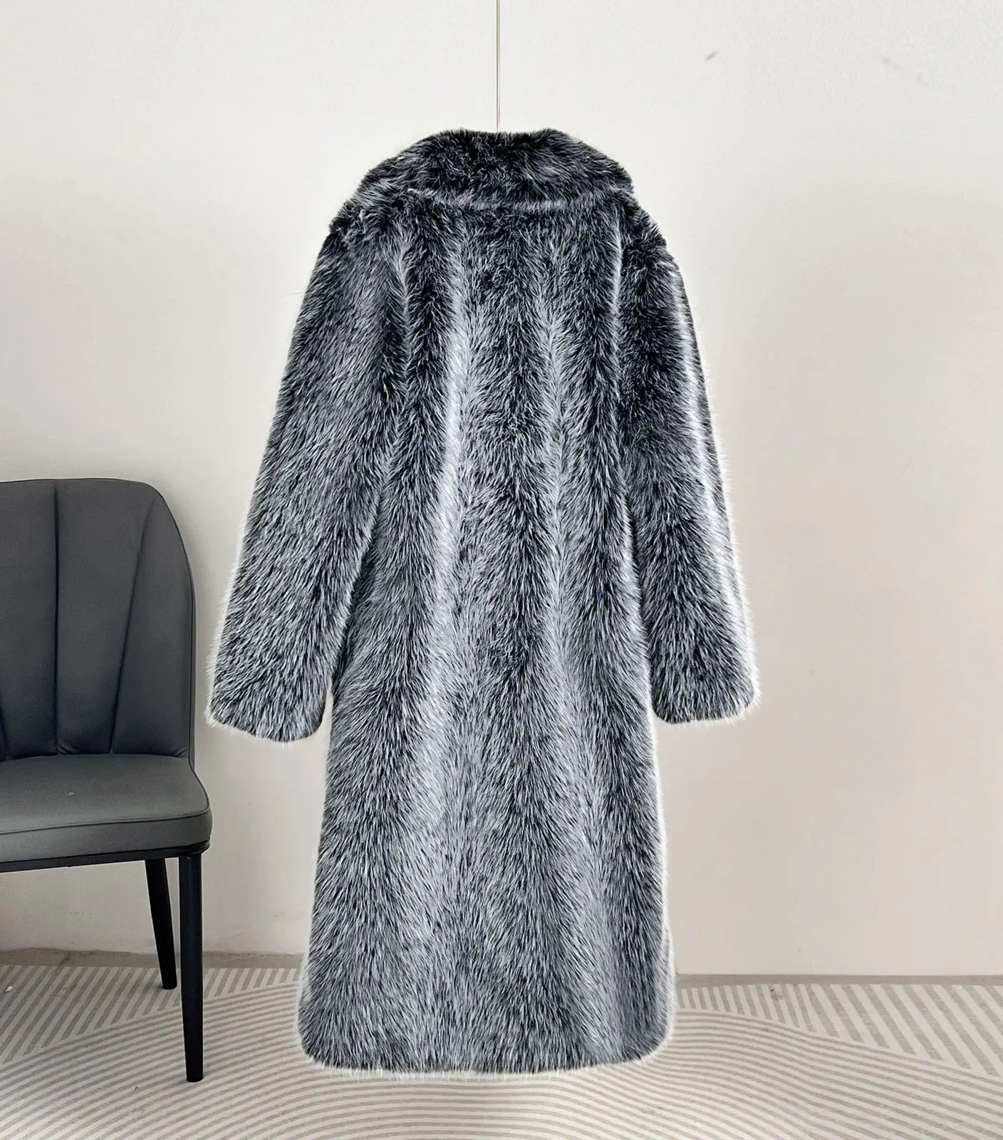 Autumn Winter Womens Long Faux Fur Coat with Suit Collar Faux Fur Coat Faux Fur Jacket
