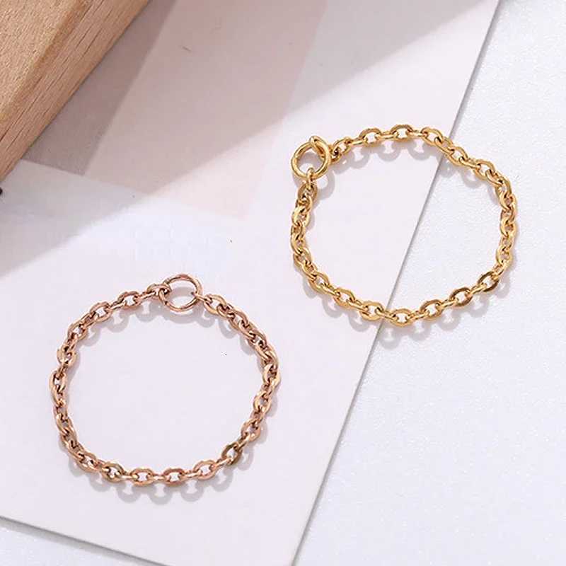 Vintage Geometric Chain Rings Stainless Steel Ring For Women Men Gold Rose Gold Color Ring Fashion Jewelry Birthday GiftW251017