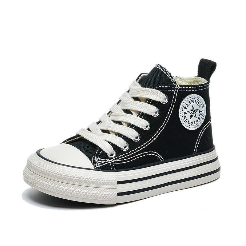 Childrens high top canvas shoes 2025 spring new student sports and leisure shoes Korean version small medium and large boys and girls board shoes W251