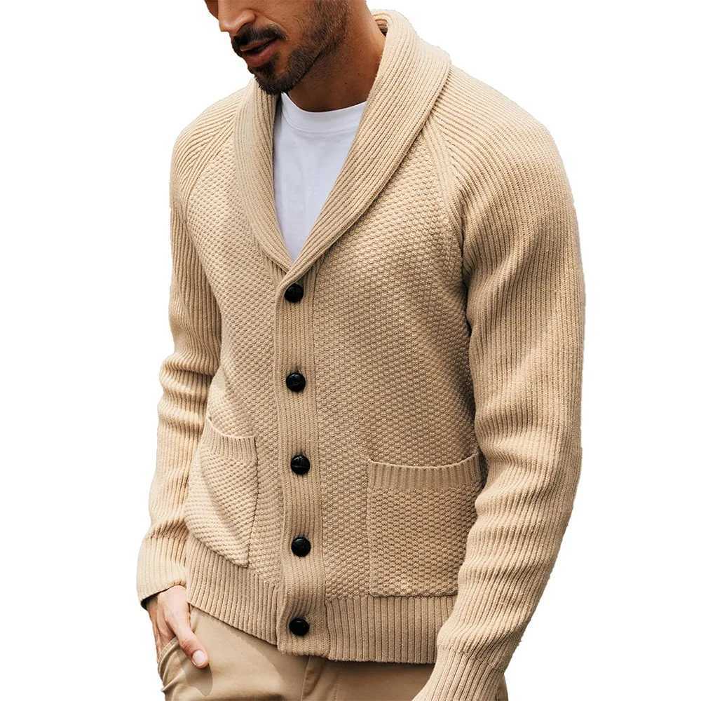 New Knitted Sweater Cardigan Men Long Sleeve Lapel Pocket Mens Casual Winter Sweater J251017