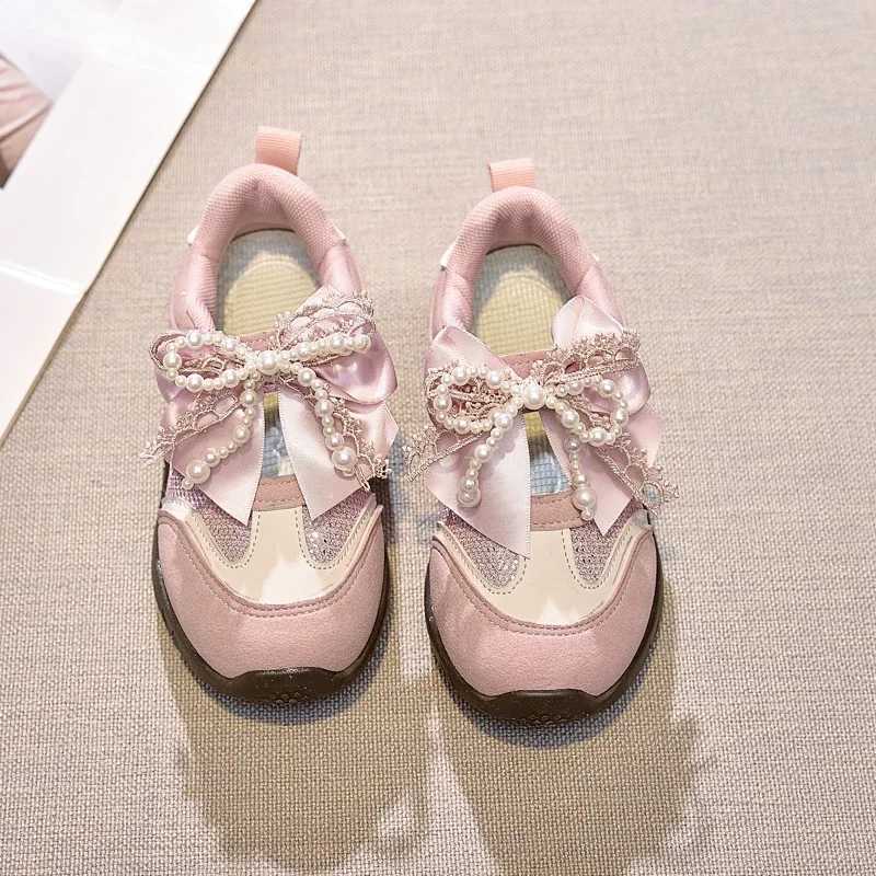 Girls Princess Shoes Big Bows Beading Children Sneakers Casual Mesh Breathable 2025 Brand New Kids Sports Shoes Hookloop SweetT251017