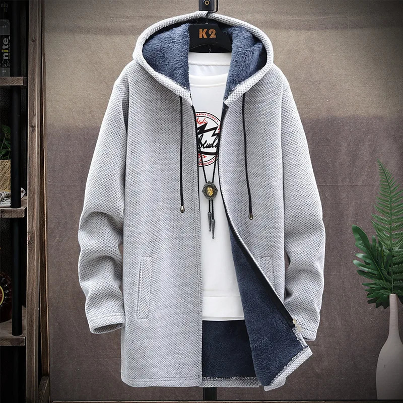 Mens Winter Thicken Sweatercoat Fleece Cardigan Jacket Male Slim Sweaters Long Hooded Sweater Warm Outwear Coats Plus Size 4XL 251017