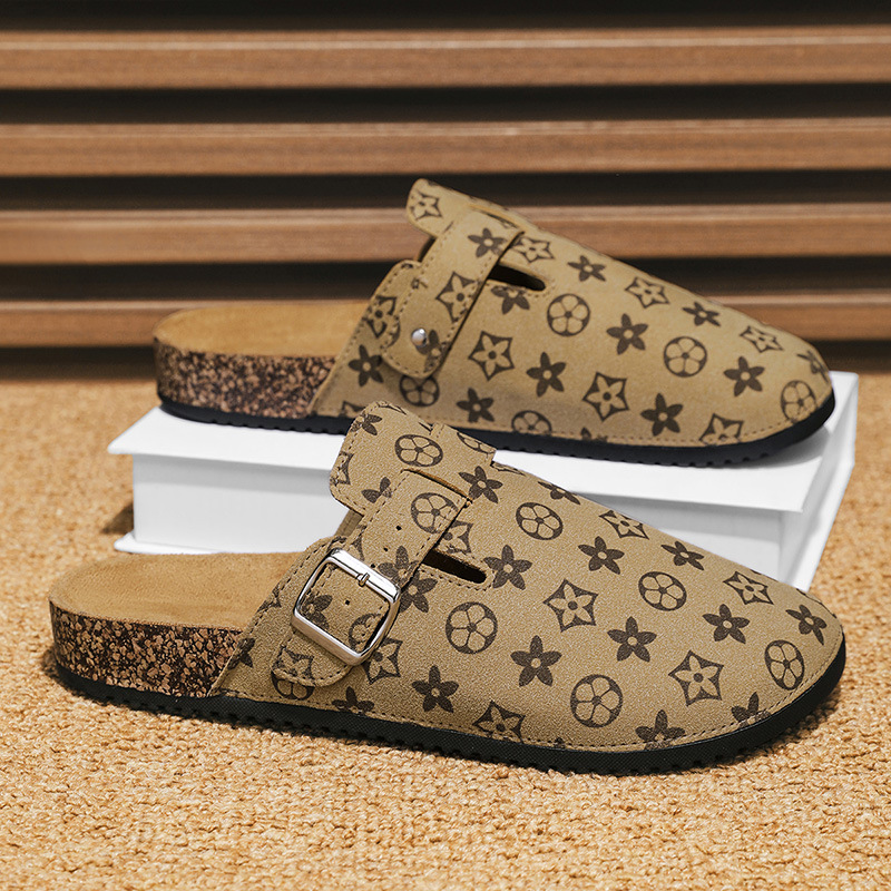 Birkenstock New Style Sandals Outdoor Non-Slip Wear-Resistant Slip-On Cork Couple Closed-Toe Half Slippers