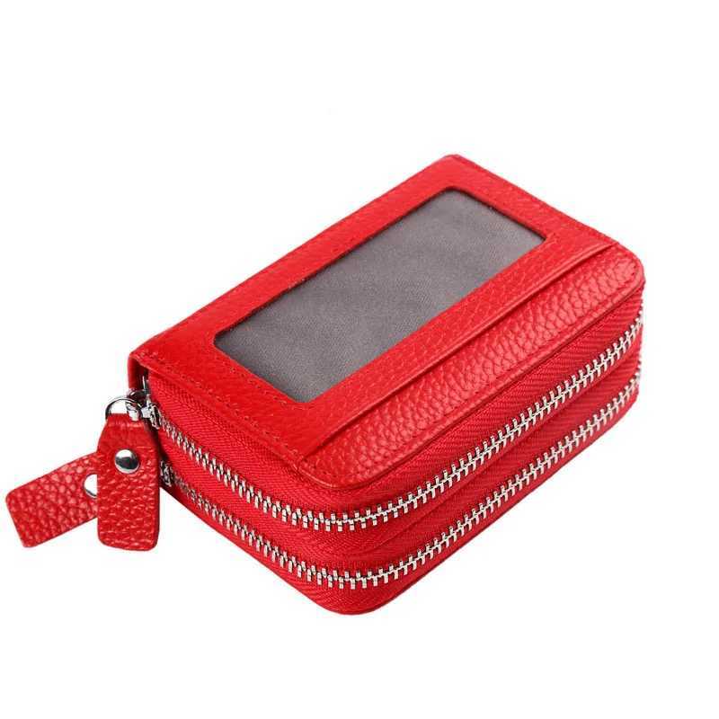 Fashion Brand Genuine Leather Women Card Holder Double Zipper Large Capacity Female ID Credit Card Case Bag WalletW251017