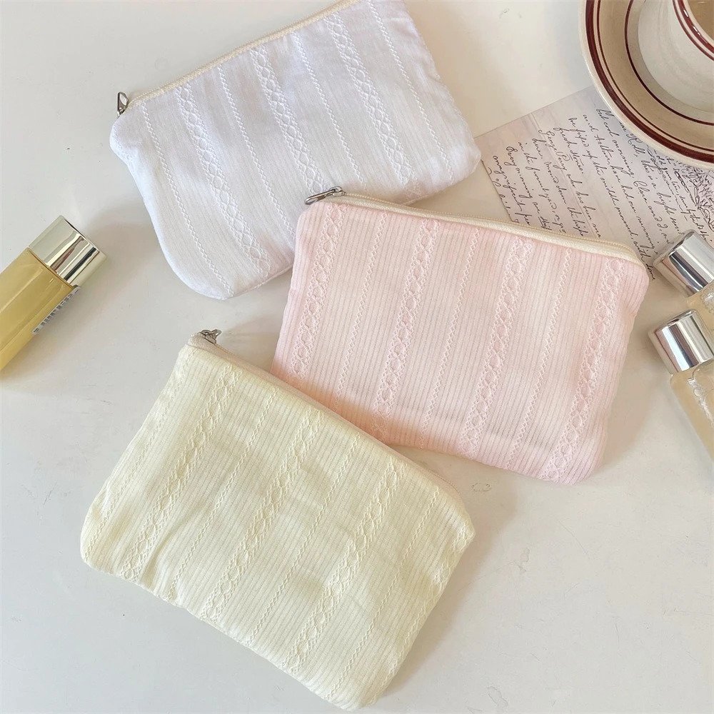 Stripe Mini Makeup Lipstick Storage Pouch Coin Purse Cute Women Cosmetic Organizer Bag Sanitary Napkins Storage Bag251011