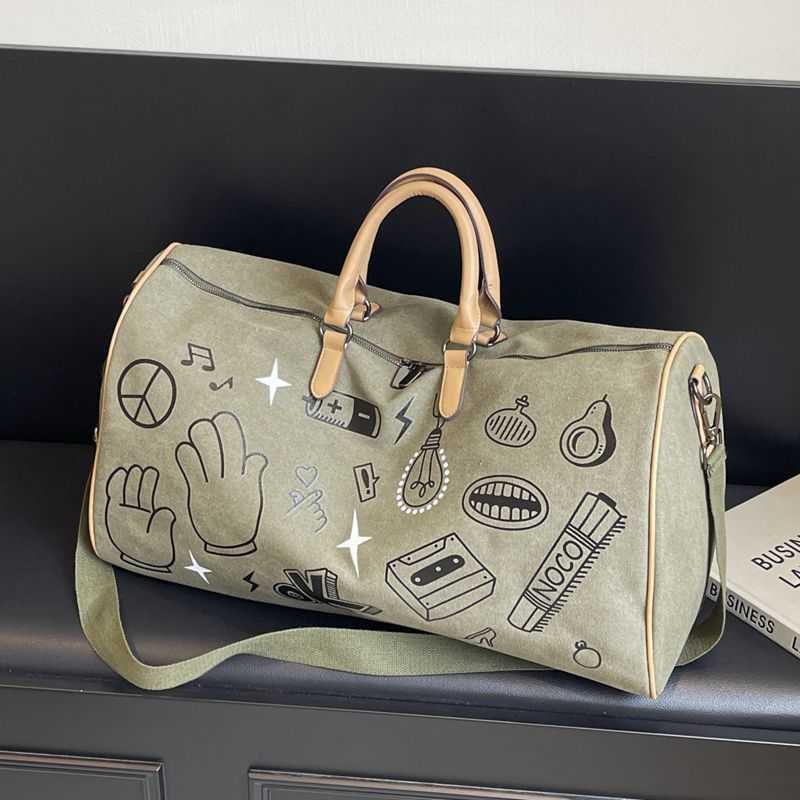 Travel Bag Women Super Large Capacity Outdoor Sports Handbag Canvas Big Bag Cartoon Sports Fitness Bag 250415