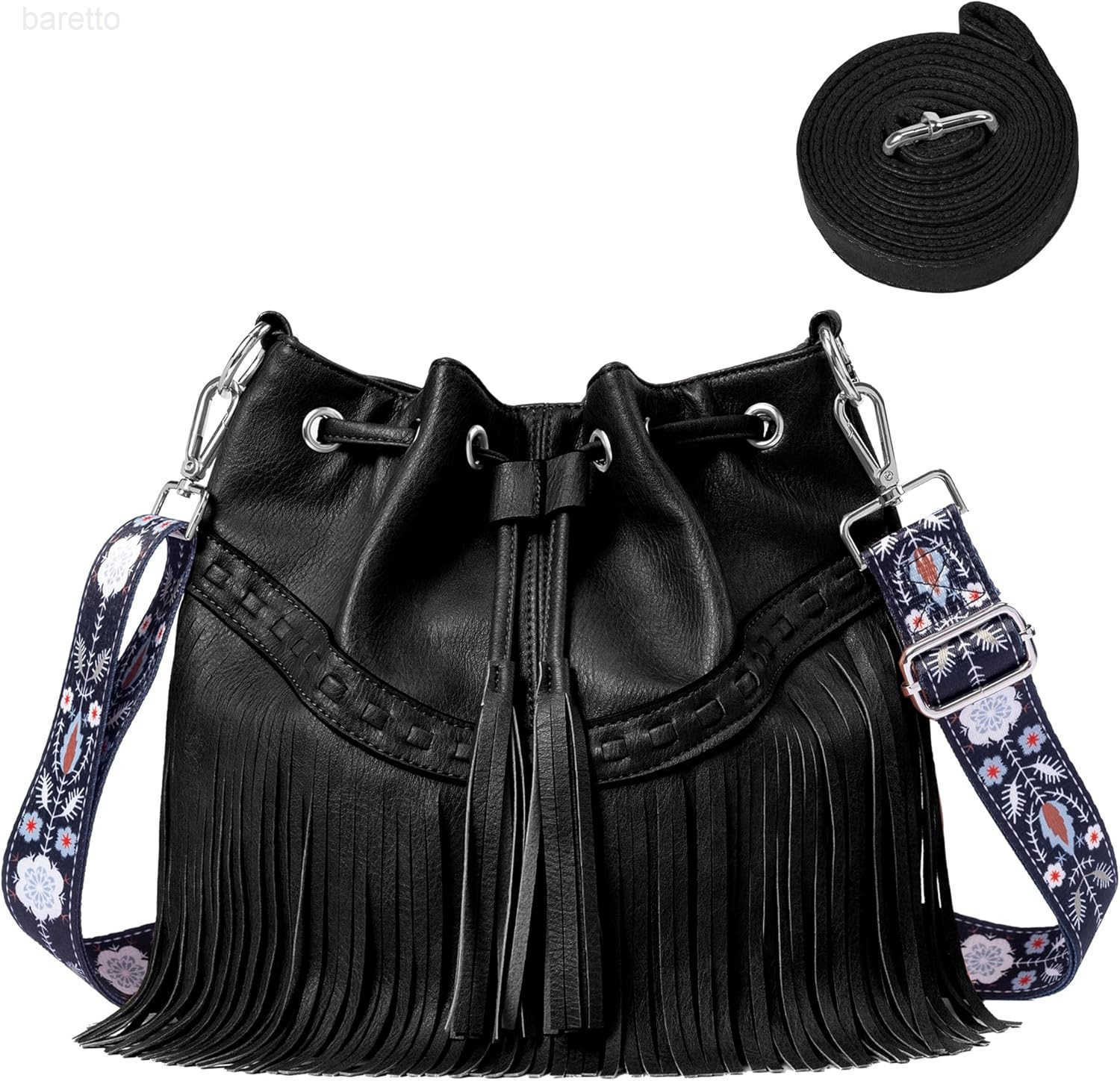 Fashion Women Bucket Fringe Hobo Bag Western Purse Vegan Leather Tassel Hippie Shoulder Crossbody Bag Z251017