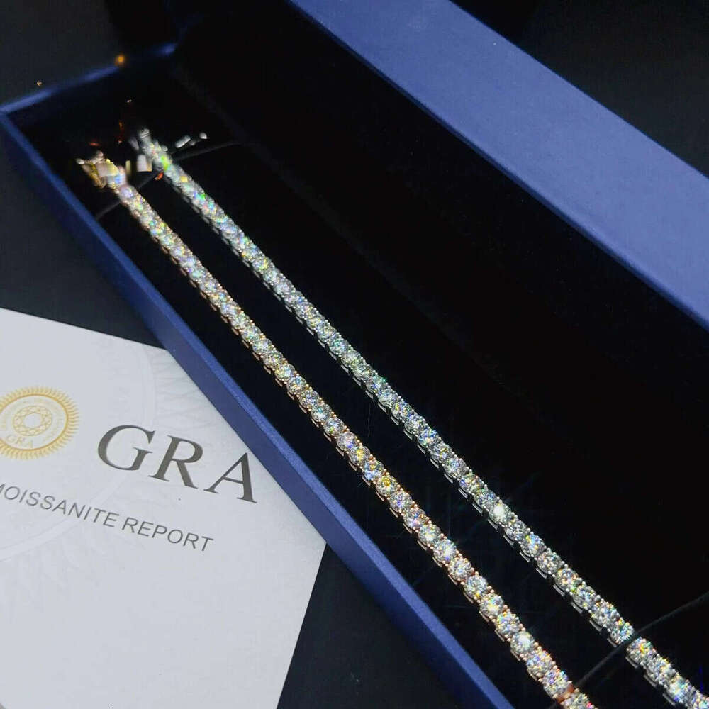 High Quality Sterling Sier Ice Out 4mm 65 Moissanite VVS Tennis Chain Bracelet for Men Women