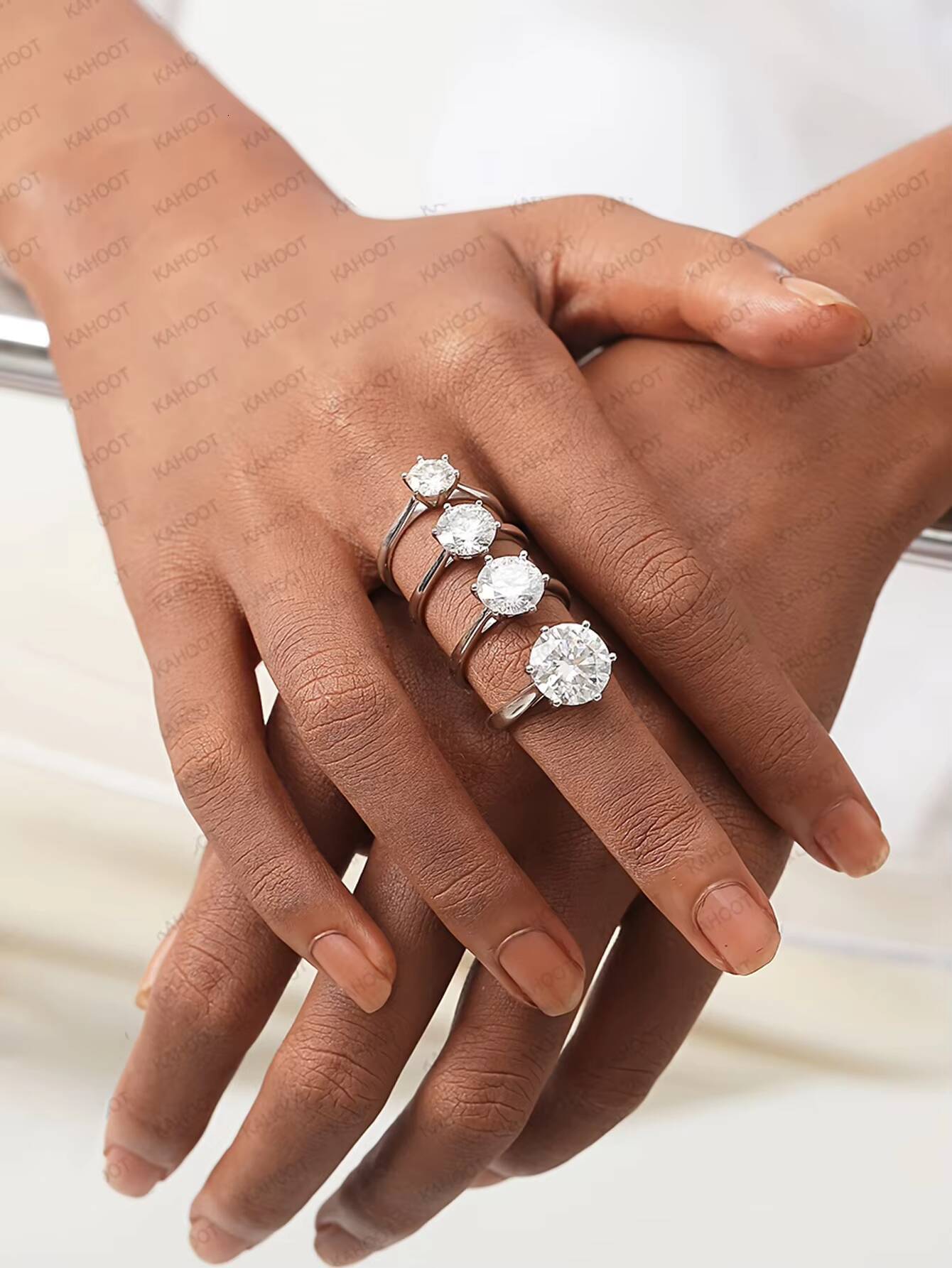 Fine Jewelry Multidiamond Certified GRA Classic Style 925 Sterling Silver Moissanite Diamond Ring