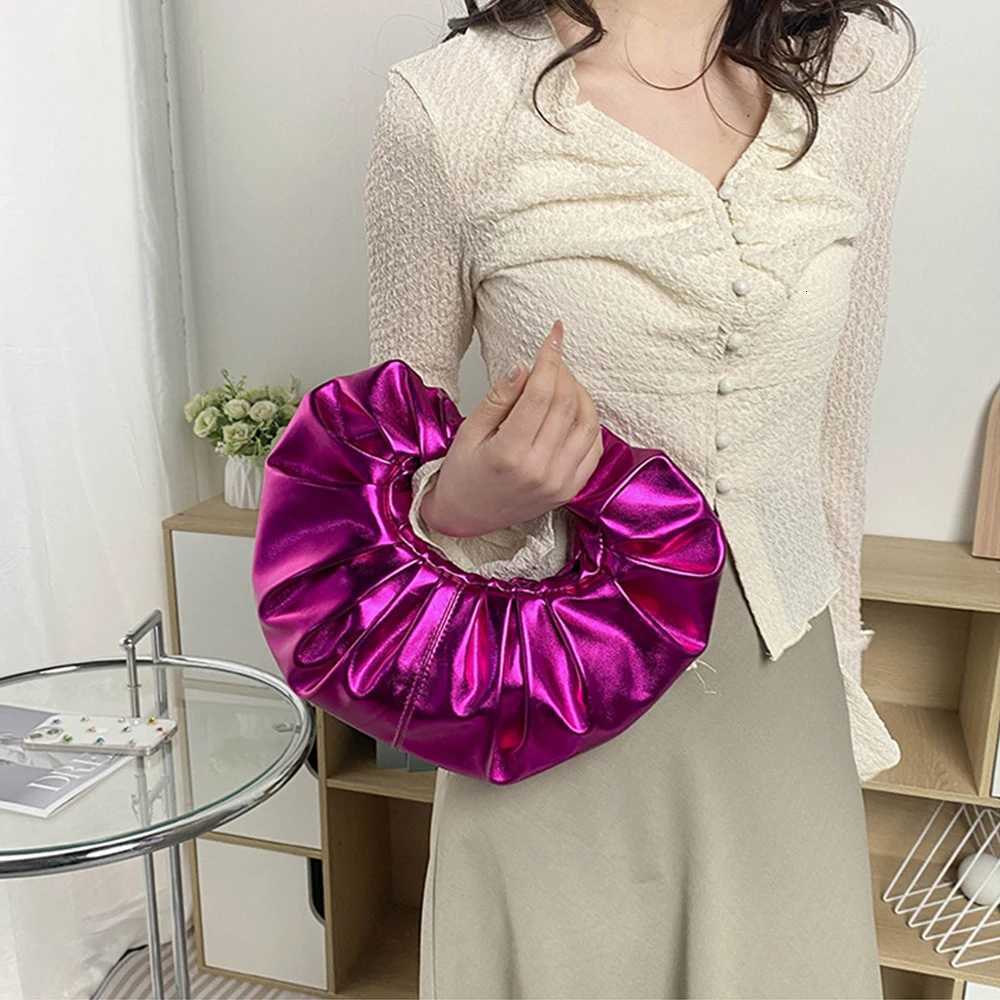 Candy Color Womens Handbags Laser Silver Clutch Metallic Pleated Shoulder Bags for Women 2023 Luxury Designer Bag Ladies Tote Z251017