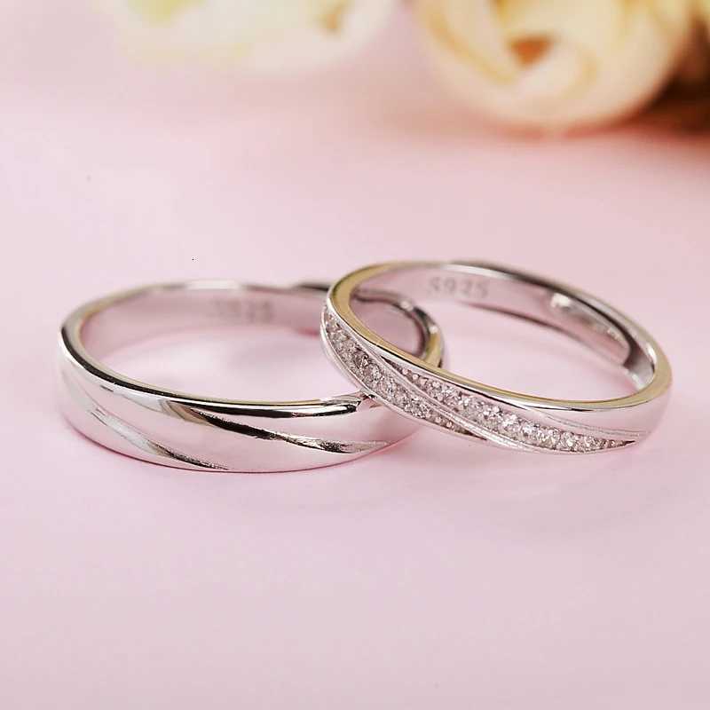 Fashion Genuine 100 925 Sterling Silver Ring for Women Men Engagement Zircon Couple Rings Wedding Band Jewelry Gift For LoversW251017