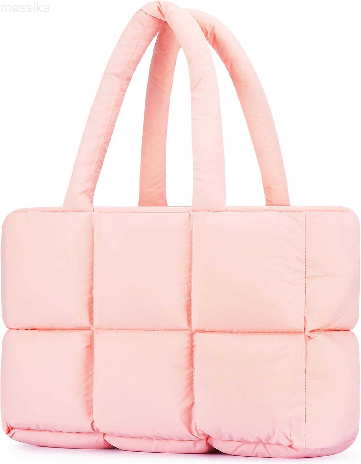 Travel Puffer Tote Bag for Women Large Quilted Shoulder Bag Handbag Puffy Weekender Overnight Bag for Shop Work Gym M251017