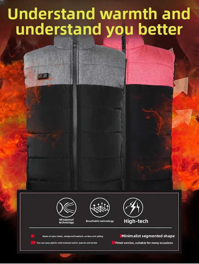 Heated Vest Hot Sale Of The Season New Electric Heating Mens And Womens Dual Control Slim Fit USB Heating Jacket Casual Style H251017