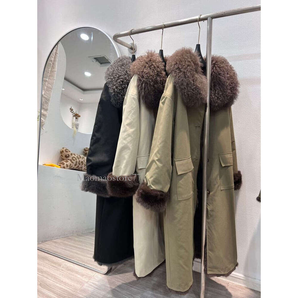 New Style Reversible Loose Wide Fur Long Parka With Lamb Collar womens coat winter jacket women