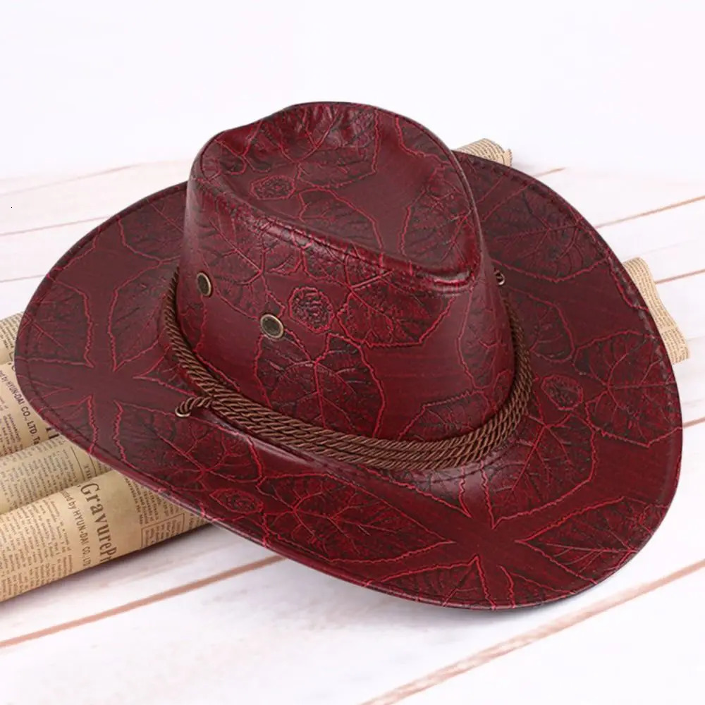 Cowboy Knight Hat Women Men Leather Caps Western Sun Hats Gentleman Jazz Vintage Cap Large Grassland Summer Autumn Visors 251015