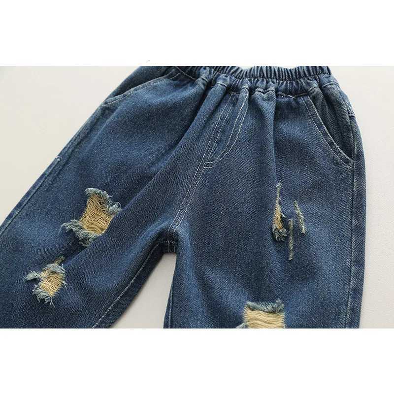 Fashion Kids spring autumn jeans Korean style ripped long pants for boys childrens autumn casual Denim pantsT251017