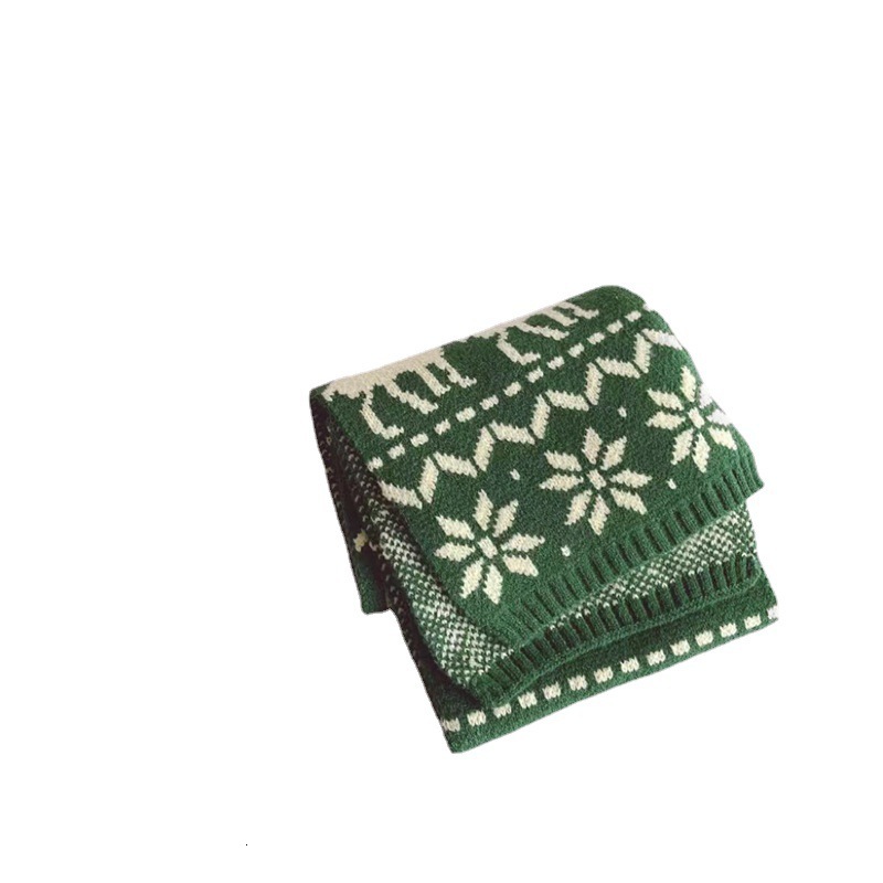 Korean Children's Autumn Winter Scarf New Style Knitted Neck Warmer Boys and Girls Christmas Jacquard Red