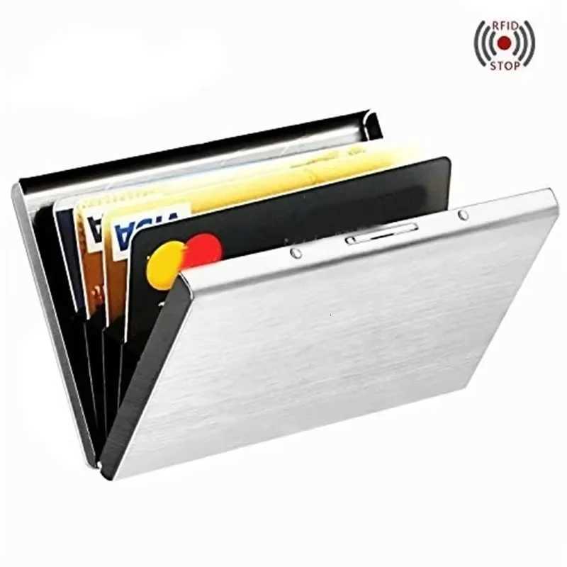 AntiScan RFID 6 Cards Large capacity Aluminum Metal Credit Card Holder Slim Blocking Wallet Case Business Card Protection HoldW251017