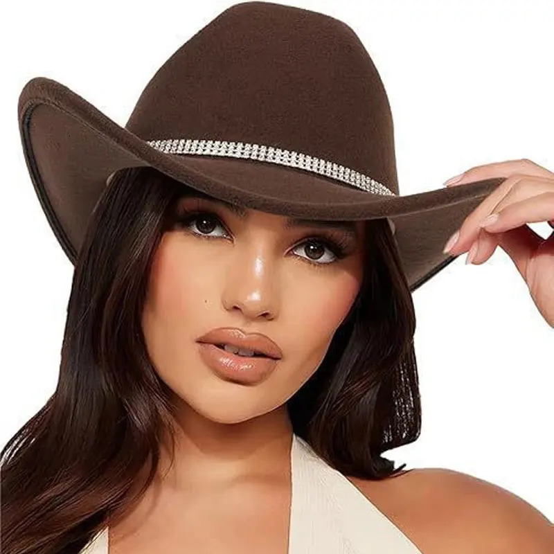 Classic Western Cowboy Hat with Sparkly Rhinestone Buckle Belt Fashion Paty Cowboy Hat Cowgirl Hat for Men Women 251015
