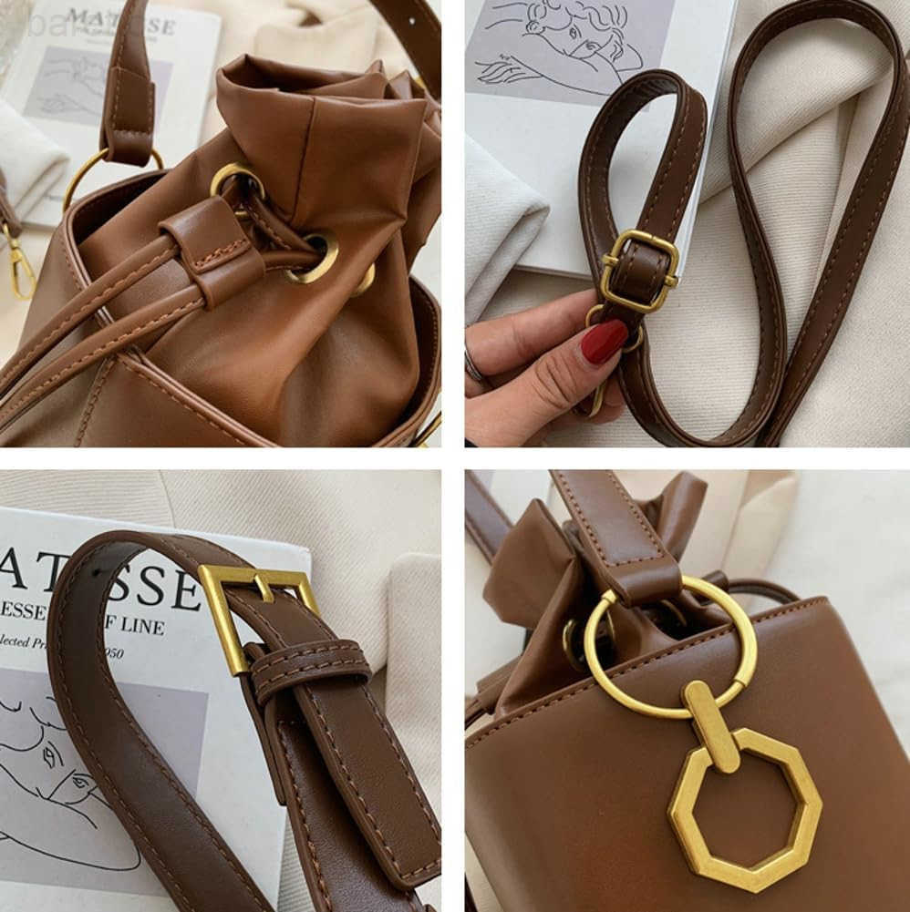 Casual Bucket Bag Trendy Crossbody Bags For Women Vegan Leather Handbags Elegant Clutch Purses Womens Evening Bag Z251016