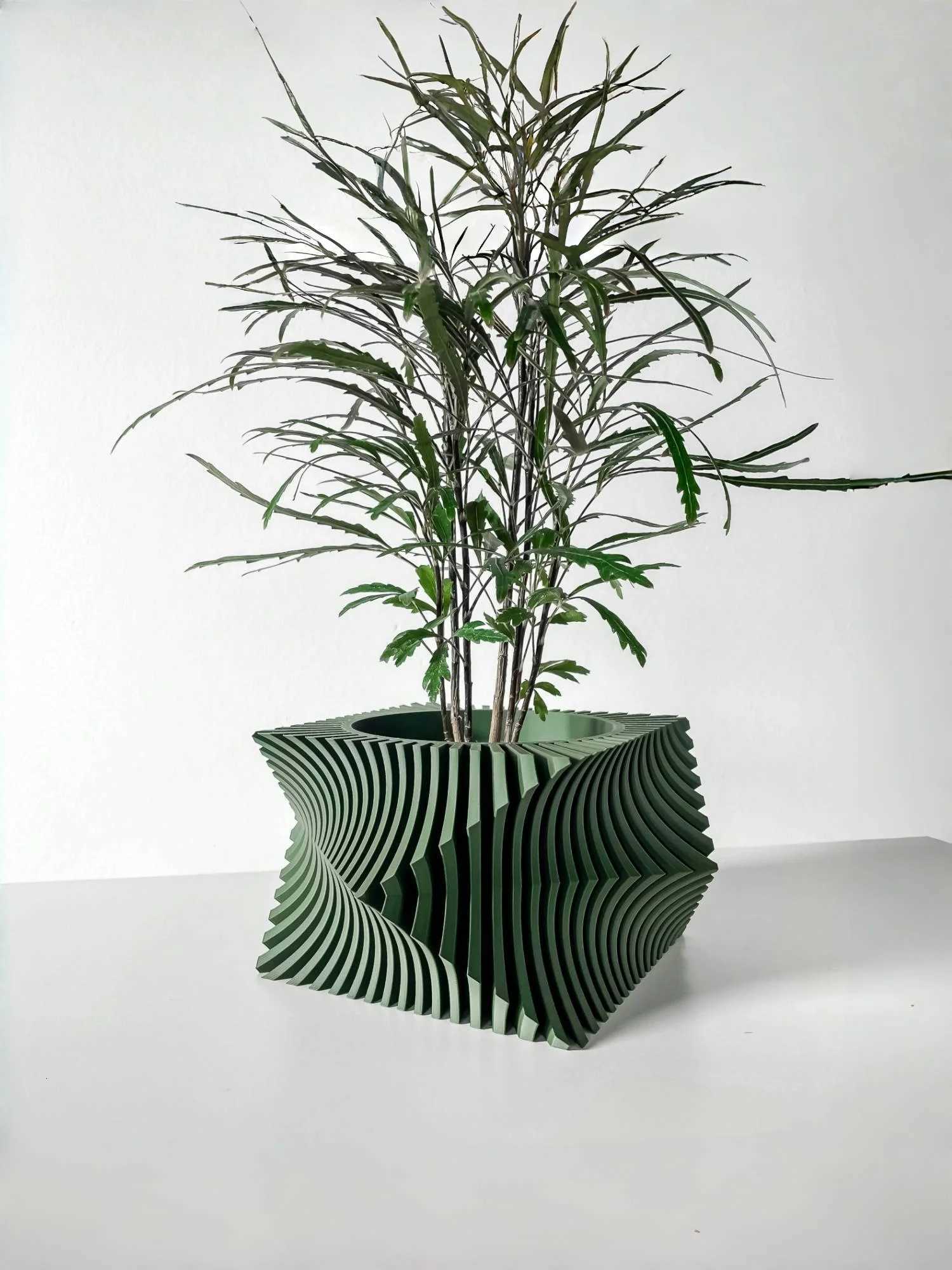 3D Printed Plant Pot Home Use Biodegradable Flower Pot Decorative Stripe Flower Pot Desktop Maceteras Decorations Interior C251017