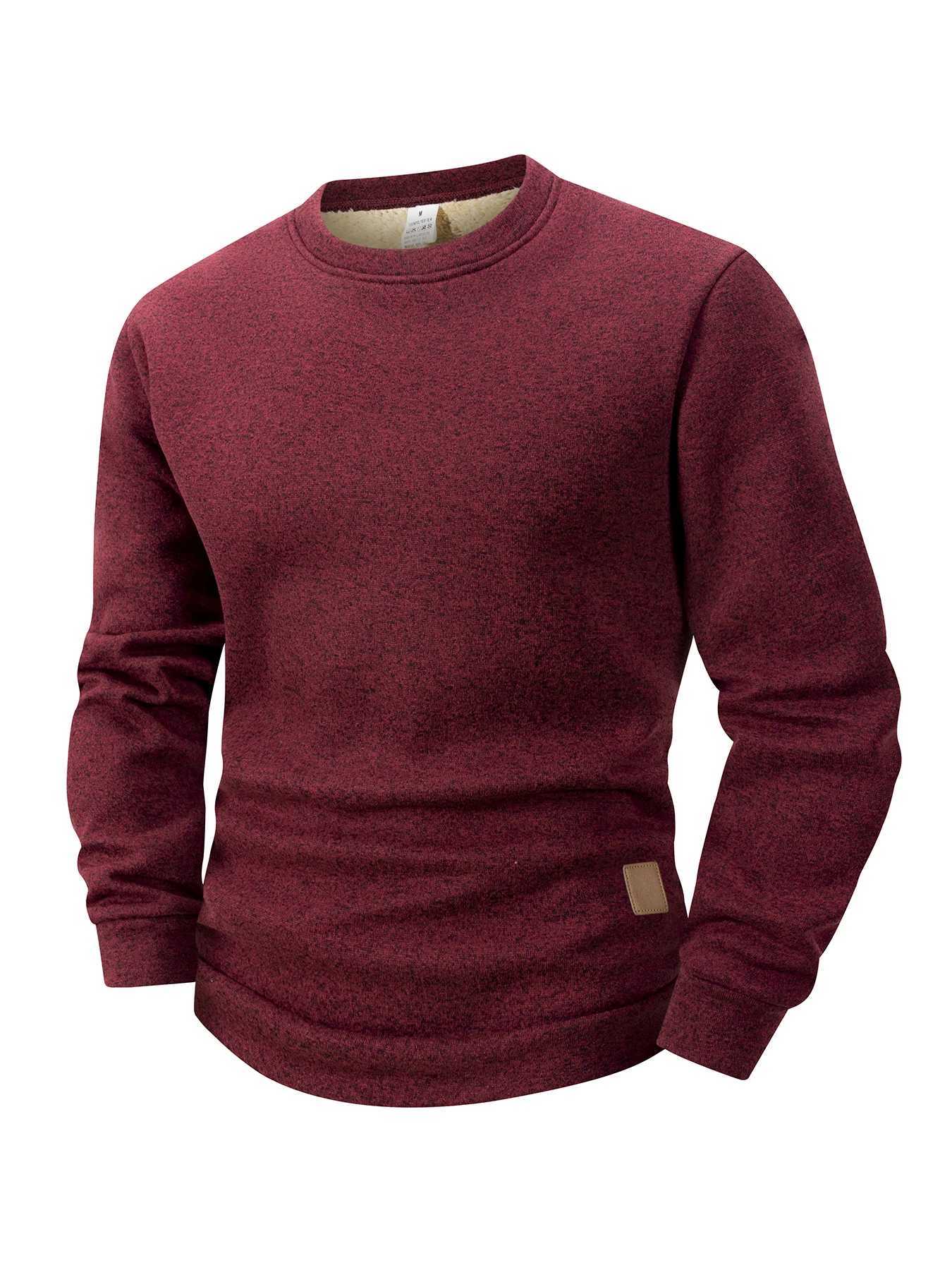 New Mens Round Neck Fleece Sweatshirt Solid Color Loose Casual Pullover Men Fashion Warm Long Sleeve Hoodies Men Clothing SXXXL Z251017