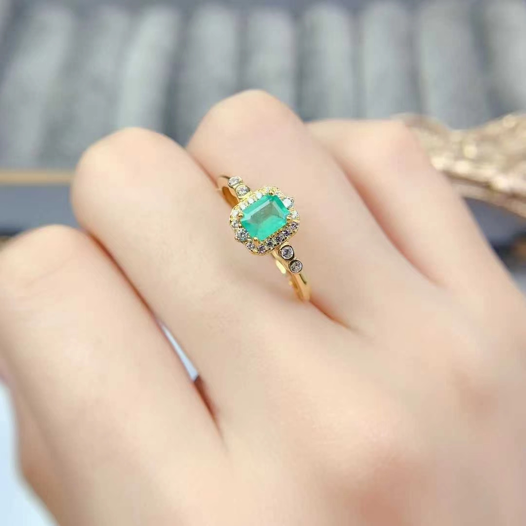 vintage design 925 silver gemstone ring natural emerald jewelry 4mm*5mm Colombian emerald jewelry with certificate