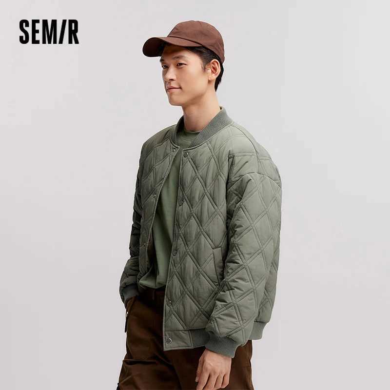 Semir Cotton Jacket Men 2024 Winter New Slightly Wrinkled Quilted Rhombus Texture Thin Baseball Trendy Cotton Jacket J251017
