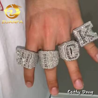 Fancy Cut Moissanite Diamond Cluster Iced Out Jewelry Moissanite Hip Hop Ring 925 Sterling Silver Men Diamond Ring